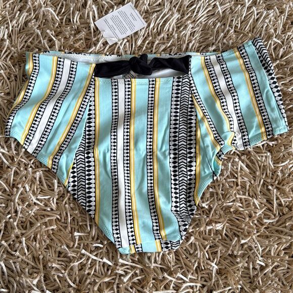 Lemlem Neela High-Waist Bikini Bottom in Light Sky Blue Size L - Picture 4 of 7